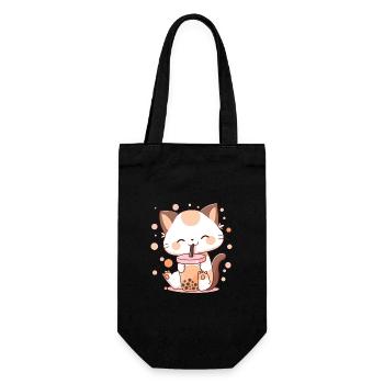 Bubble Tea Cat Neko boba - Gift Bag for Bottles - black - Front