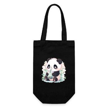 Kawaii panda bubble tea boba tea - Geschenkbeutel für Flaschen - Schwarz - Vorne
