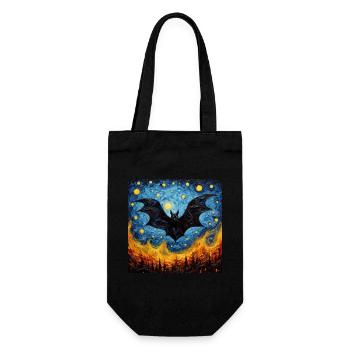 Bat, Van Gogh, Starry Night, Animal - Gift Bag for Bottles - black - Front