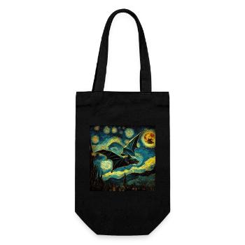 Bat, Van Gogh, Starry Night, Animal - Gift Bag for Bottles - black - Front