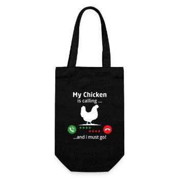 My Chicken Is Calling and i must go - Gift Bag for Bottles - black - Front