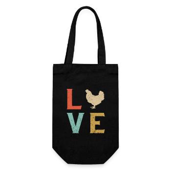 I love chickens - Gift Bag for Bottles - black - Front