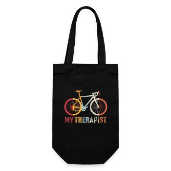 Mein Therapeut Radfahren T-Shirt Radfahren - Geschenkbeutel für Flaschen - Schwarz - Vorne