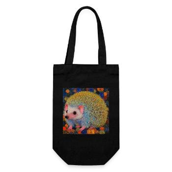 igel, bunt, tier, geschenk, geschenkidee - Geschenkbeutel für Flaschen - Schwarz - Vorne