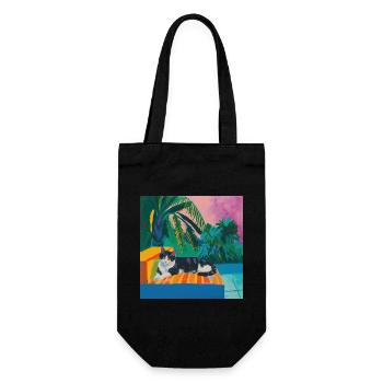 Cat, Cats Colorful, Animal, Gift, Gift Idea - Gift Bag for Bottles - black - Front
