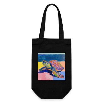 turtle, colorful, animal, gift, gift idea - Gift Bag for Bottles - black - Front