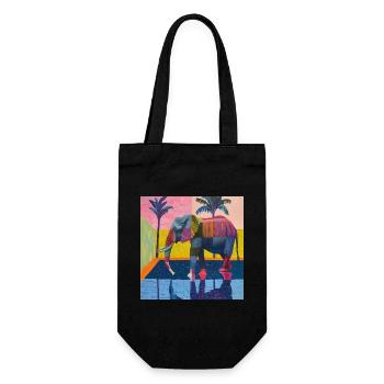 elephant, colorful, animal, gift, gift idea - Gift Bag for Bottles - black - Front