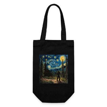 Bigfoot, Big Foot, Van Gogh, Starry Night - Gift Bag for Bottles - black - Front
