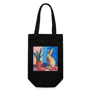 hase, kaninchen, bunt, tier, geschenk - Geschenkbeutel für Flaschen - Schwarz - Vorne