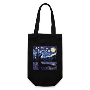 Loch Ness Monster, Nessie, Van Gogh, Starry Night - Gift Bag for Bottles - black - Front