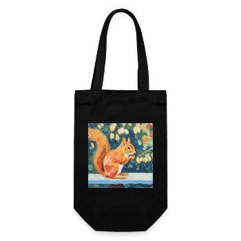squirrel, colorful, animal, gift, gift idea - Gift Bag for Bottles - black - Front