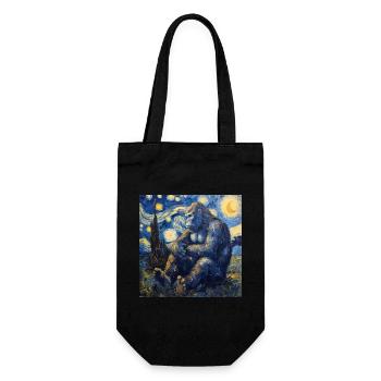 Bigfoot, Big Foot, Van Gogh, Starry Night - Gift Bag for Bottles - black - Front