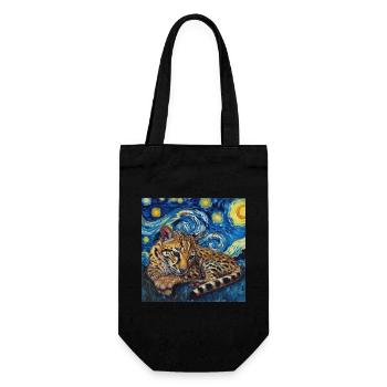 Ocelot, Lynx, Van Gogh, Starry Night - Gift Bag for Bottles - black - Front