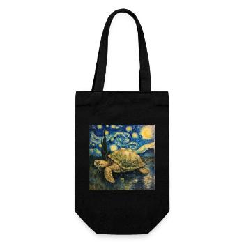 schildkröte, van gogh, sternennacht - Geschenkbeutel für Flaschen - Schwarz - Vorne