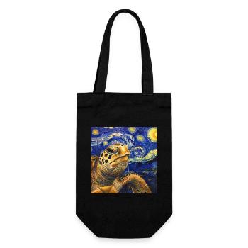 Tortue, Van Gogh, Nuit étoilée - Sac à bouteille - noir - Devant