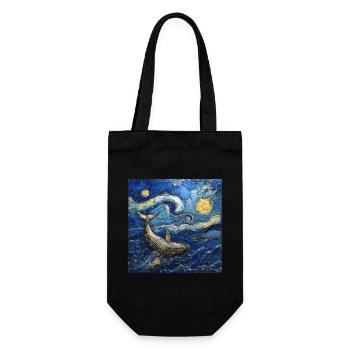 Whale Fish Van Gogh - Gift Bag for Bottles - black - Front