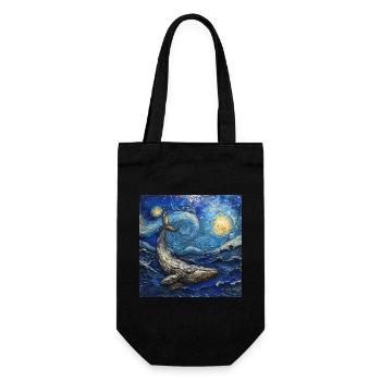 wale, fisch, ozean, van gogh, sternennacht - Geschenkbeutel für Flaschen - Schwarz - Vorne