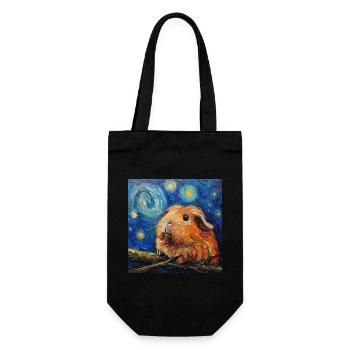 Guinea Pig, Animal, Van Gogh, Starry Night - Gift Bag for Bottles - black - Front