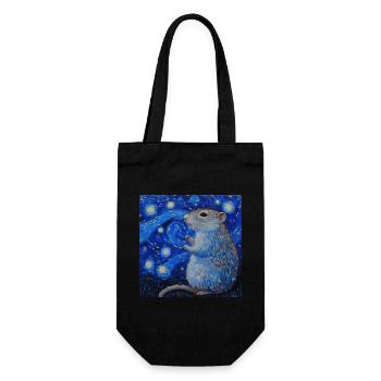 agouti, maus, ratte, van gogh, sternennacht - Geschenkbeutel für Flaschen - Schwarz - Vorne