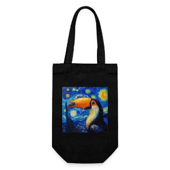 Toucan, Bird, Van Gogh, Starry Night - Gift Bag for Bottles - black - Front