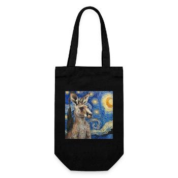 Kangourou, Van Gogh, Nuit étoilée - Sac à bouteille - noir - Devant