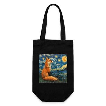 Renard, Renards, Van Gogh, Nuit étoilée - Sac à bouteille - noir - Devant