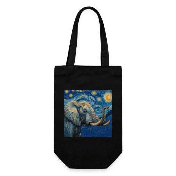 Éléphant, Van Gogh, Nuit étoilée - Sac à bouteille - noir - Devant
