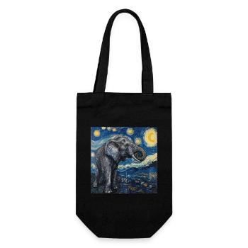 Éléphant, Van Gogh, Nuit étoilée - Sac à bouteille - noir - Devant
