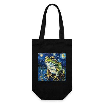 Frog, Animal, Van Gogh, Starry Night - Gift Bag for Bottles - black - Front