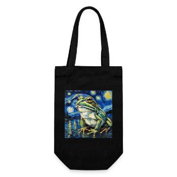 frosch, tier, van gogh, sternennacht - Geschenkbeutel für Flaschen - Schwarz - Vorne