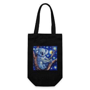 Koala, Animal, Van Gogh, Starry Night - Gift Bag for Bottles - black - Front