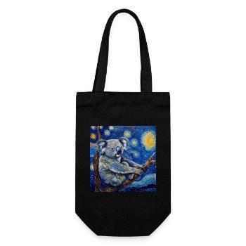 Koala, Animal, Van Gogh, Starry Night - Gift Bag for Bottles - black - Front