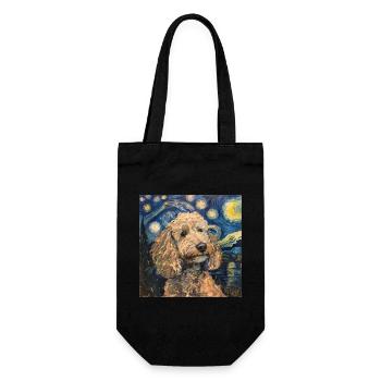 Caniche, Chien, Van Gogh, Nuit Étoilée - Sac à bouteille - noir - Devant