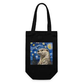 loutre, Van Gogh, Nuit étoilée - Sac à bouteille - noir - Devant