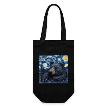 Grizzly, Ours, Van Gogh, Nuit étoilée - Sac à bouteille - noir - Devant
