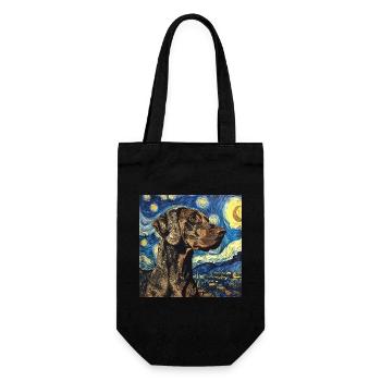 Braque allemand à poil court, chien, Van Gogh, Nuit étoilée - Sac à bouteille - noir - Devant