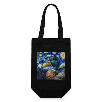 Duck, Animal, Van Gogh, Starry Night - Gift Bag for Bottles - black - Front