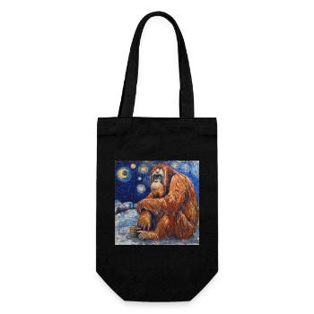 orang-utan, affe, tier, van gogh, sternennacht - Geschenkbeutel für Flaschen - Schwarz - Vorne