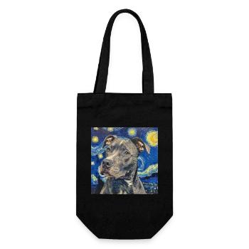 Pitbull, chien, Van Gogh, nuit étoilée, cadeau - Sac à bouteille - noir - Devant