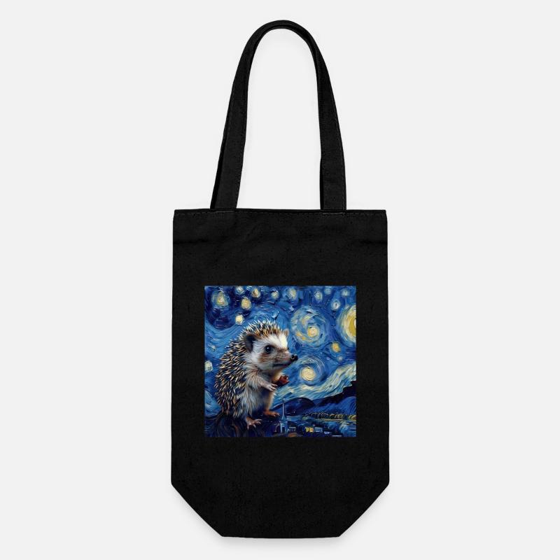 igel, van gogh, sternennacht, geschenk - Geschenkbeutel für Flaschen - Schwarz
