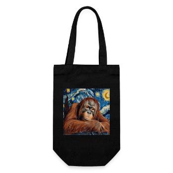Orang-outan, singe, Van Gogh, nuit étoilée, cadeau - Sac à bouteille - noir - Devant