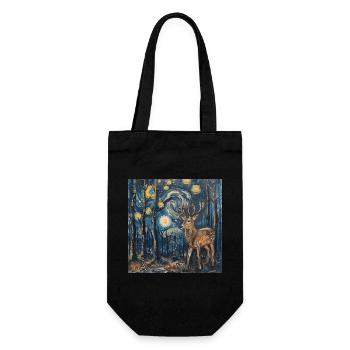 Cerf, Van Gogh, nuit étoilée, cadeau - Sac à bouteille - noir - Devant