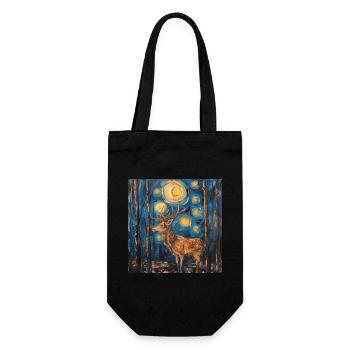 Cerf, Van Gogh, nuit étoilée, cadeau - Sac à bouteille - noir - Devant