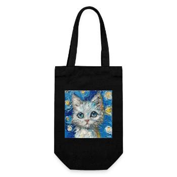 Katze, katzenmotiv - Geschenkbeutel für Flaschen - Schwarz - Vorne