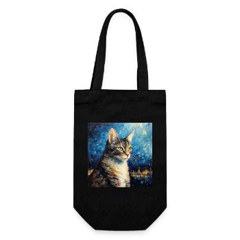 Cat, Cat Motif - Gift Bag for Bottles - black - Front