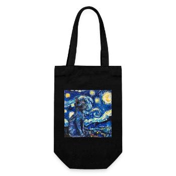 Cat, Cat Motif, Van Gogh, Starry Night - Gift Bag for Bottles - black - Front