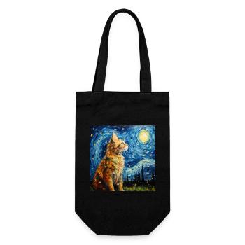 Katze, katzenmotiv - Geschenkbeutel für Flaschen - Schwarz - Vorne