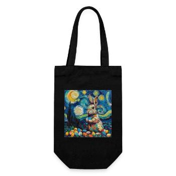 easter bunny, easter, bunny, happy easter, easter eggs - Gift Bag for Bottles - black - Front