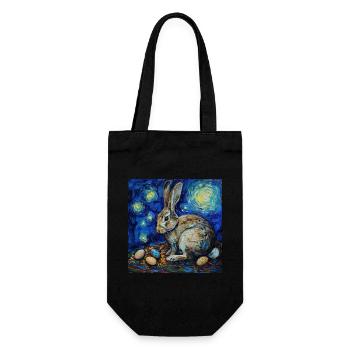 easter bunny, easter, bunny, happy easter, easter eggs - Gift Bag for Bottles - black - Front