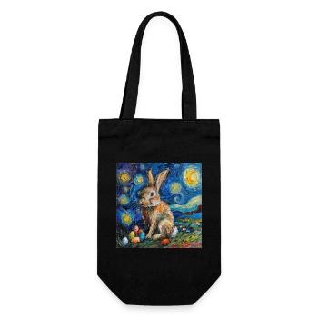 easter bunny, easter, bunny, happy easter, easter eggs - Gift Bag for Bottles - black - Front